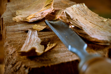 Woodworking - Traditional woodworking with chisel