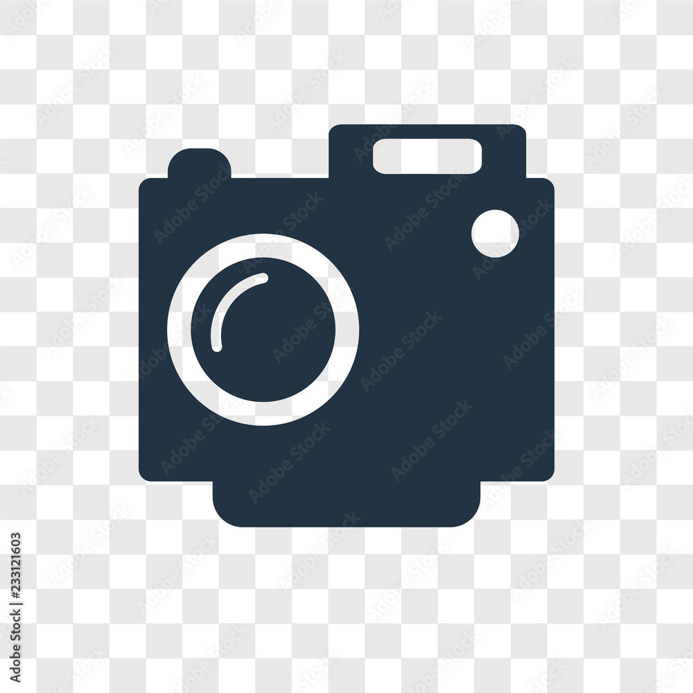 Poster digital camera vector icon isolated on transparent background, digital camera transparency logo desi