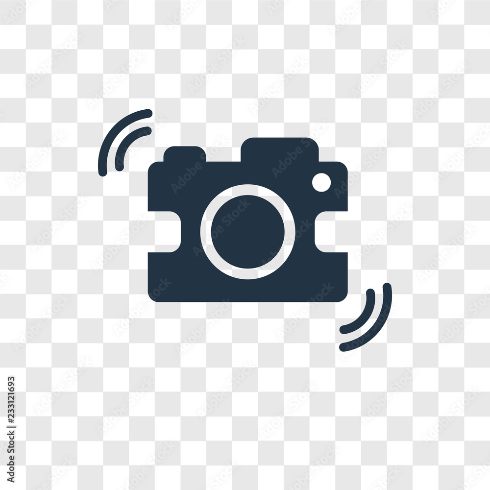 Poster shake camera vector icon isolated on transparent background, shake camera transparency logo design
