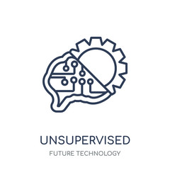 Unsupervised learning icon. Unsupervised learning linear symbol design from Future technology collection. Simple element vector illustration. Can be used in web and mobile.