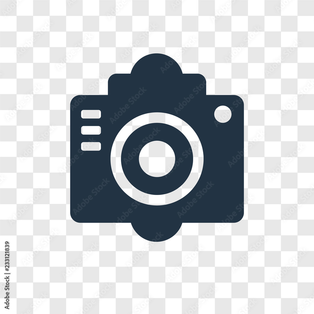 Poster old camera vector icon isolated on transparent background, old camera transparency logo design