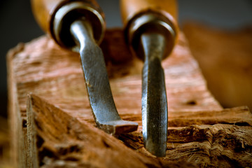 Woodworking - Traditional woodworking with chisel