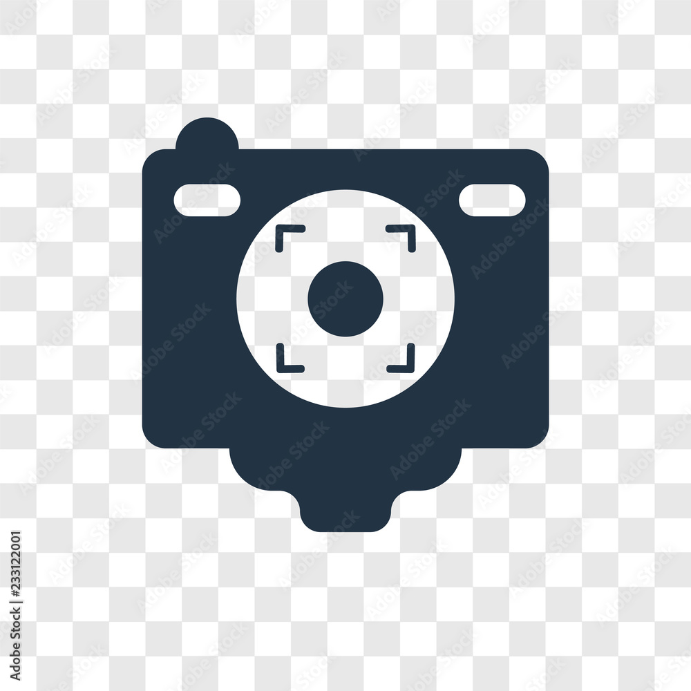 Poster camera screen vector icon isolated on transparent background, camera screen transparency logo design