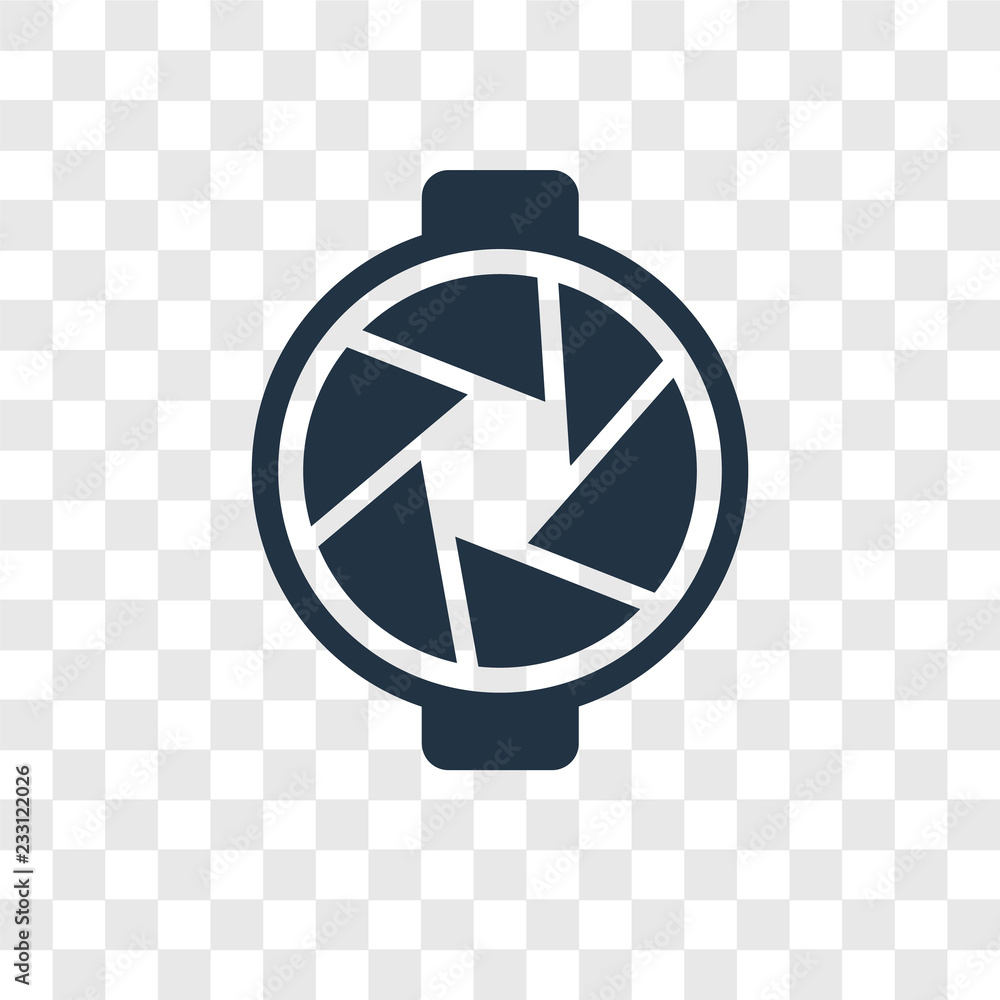 Poster aperture vector icon isolated on transparent background, aperture transparency logo design
