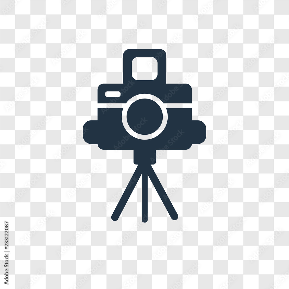 Poster camera stand vector icon isolated on transparent background, camera stand transparency logo design