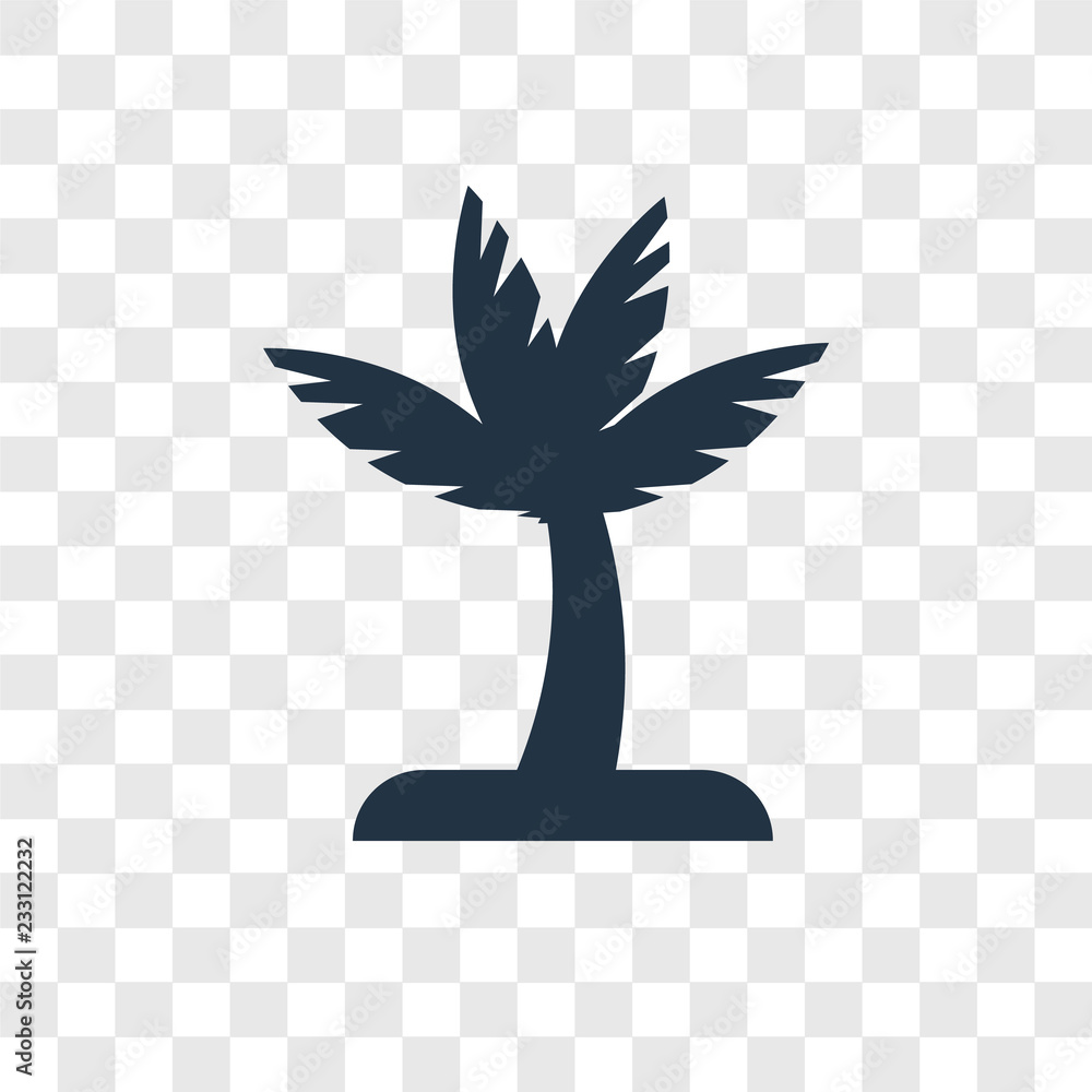 Poster palm tree vector icon isolated on transparent background, palm tree transparency logo design