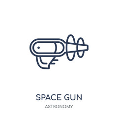Space gun icon. Space gun linear symbol design from Astronomy collection. Simple element vector illustration. Can be used in web and mobile.