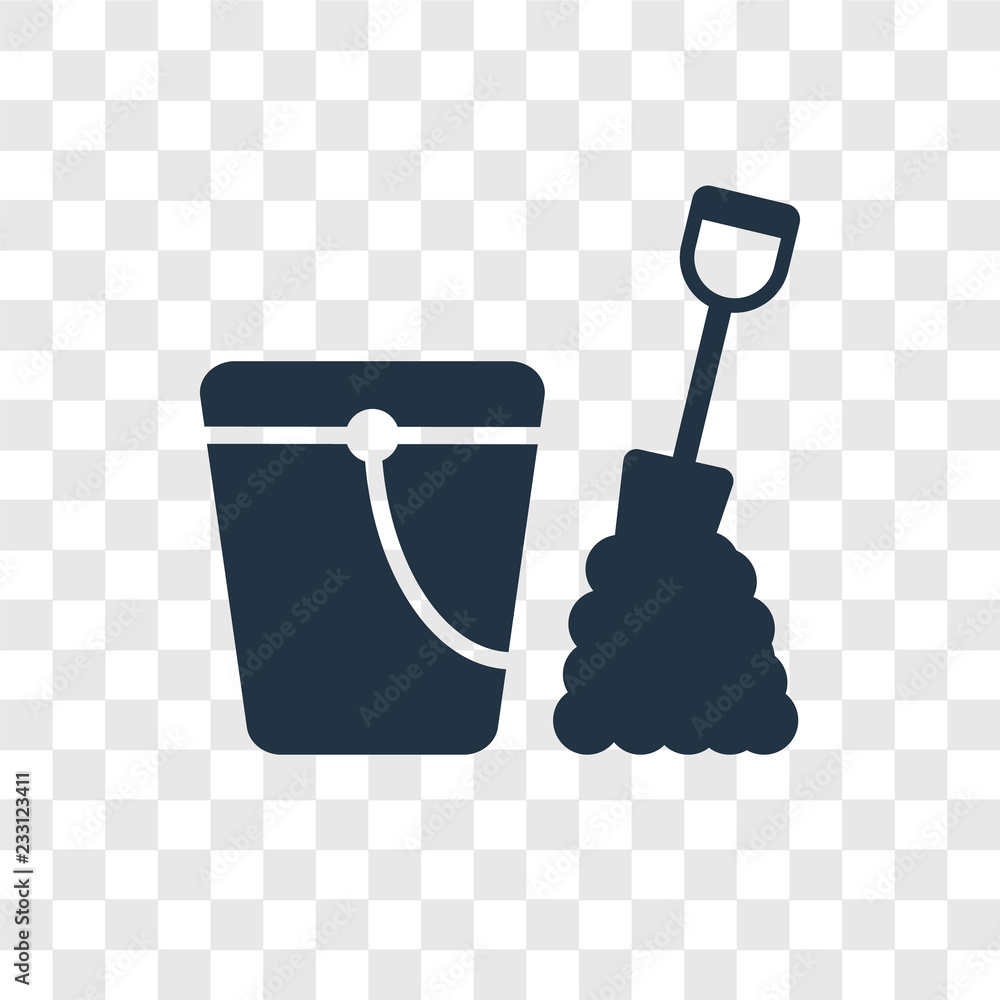 Poster sand bucket vector icon isolated on transparent background, sand bucket transparency logo design