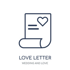 Love letter icon. Love letter linear symbol design from Wedding and love collection.