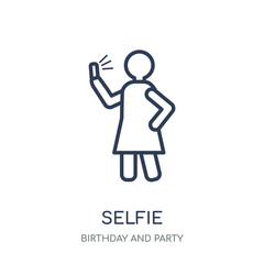 Selfie icon. Selfie linear symbol design from Birthday and Party collection.
