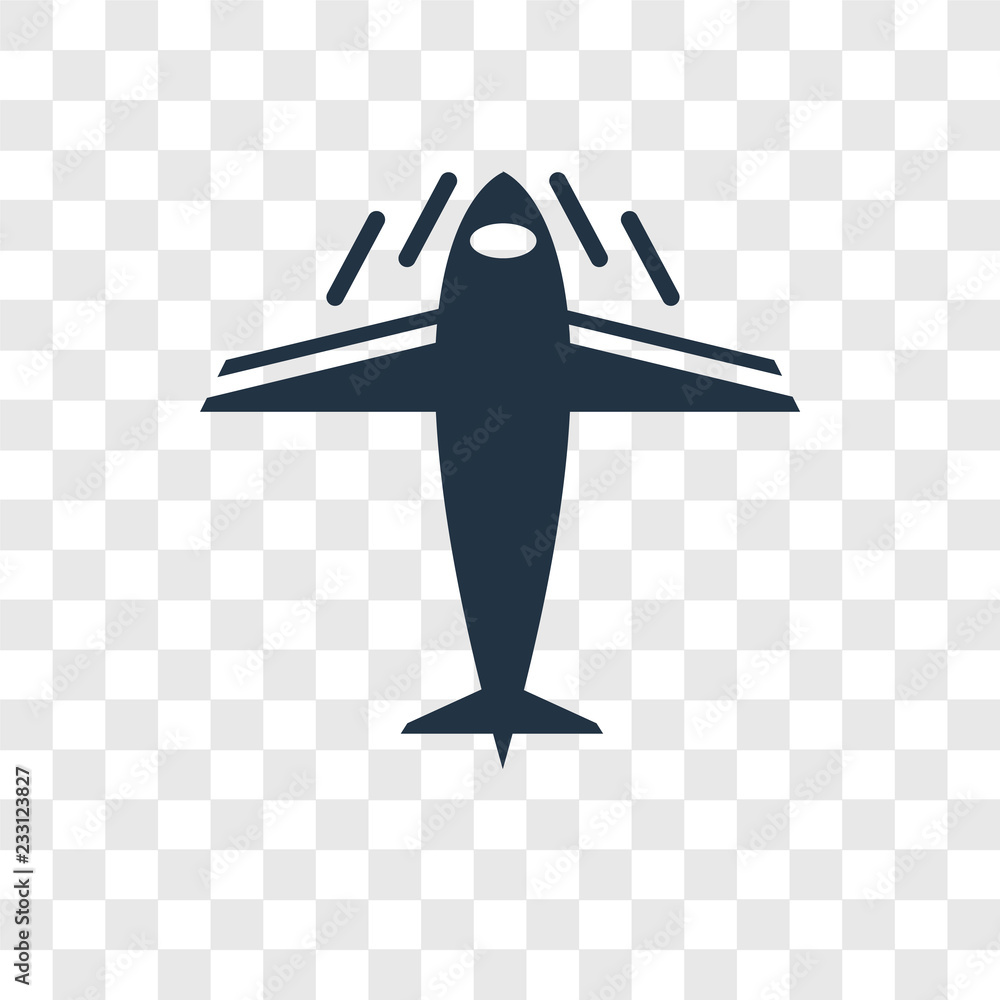Poster plane vector icon isolated on transparent background, plane transparency logo design
