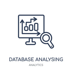 Database Analysing icon. Database Analysing linear symbol design from Analytics collection.