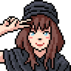 vector pixel art anime girl