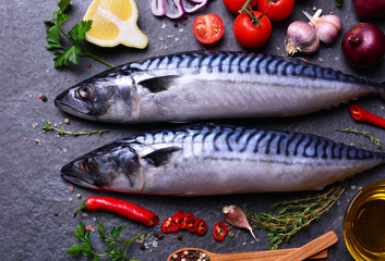 Mackerel fish with spices and vegetables