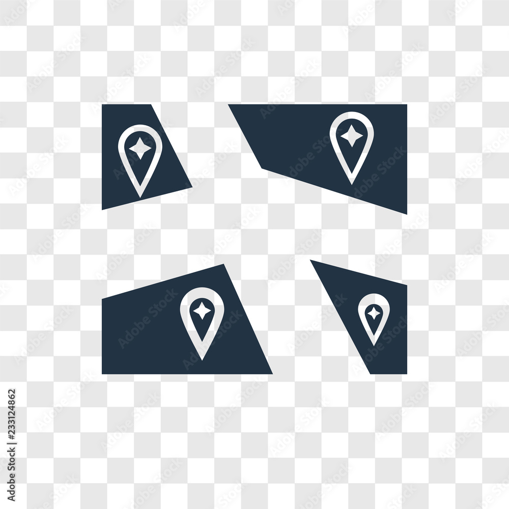 Poster map vector icon isolated on transparent background, map transparency logo design