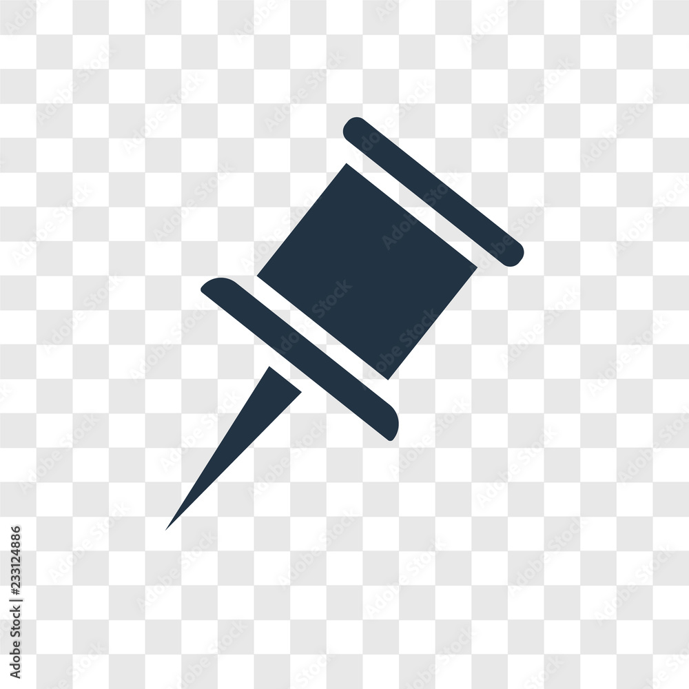 Poster push pin vector icon isolated on transparent background, push pin transparency logo design