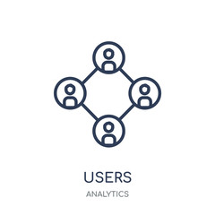 Users interconnected icon. Users interconnected linear symbol design from Analytics collection.