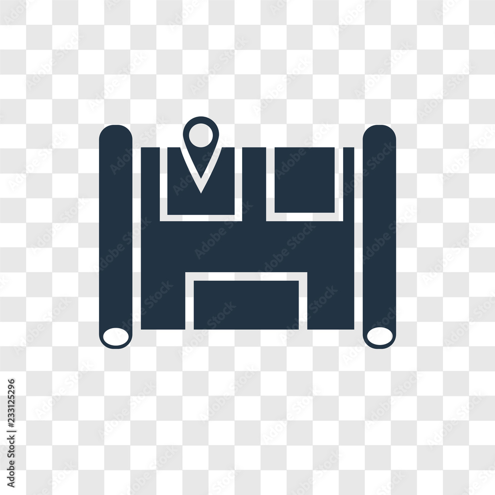 Poster map vector icon isolated on transparent background, map transparency logo design