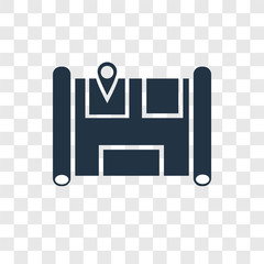 Map vector icon isolated on transparent background, Map transparency logo design