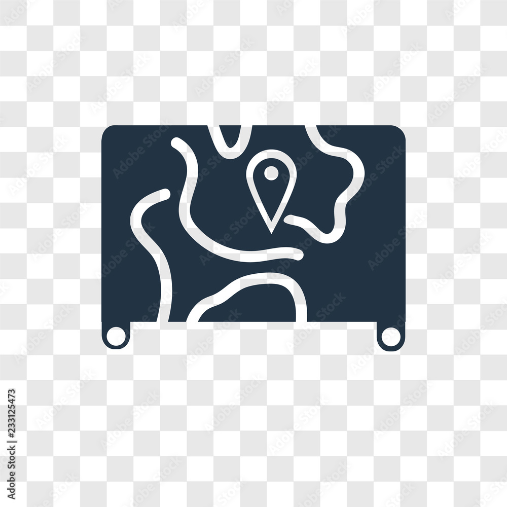Poster map vector icon isolated on transparent background, map transparency logo design