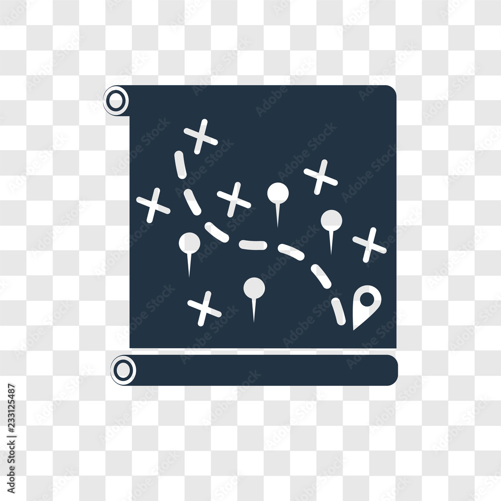 Poster map vector icon isolated on transparent background, map transparency logo design