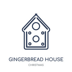 Gingerbread house icon. Gingerbread house linear symbol design from Christmas collection.