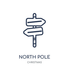 North pole icon. North pole linear symbol design from Christmas collection.