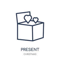 Present icon. Present linear symbol design from Christmas collection.