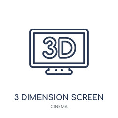 3 dimension screen icon. 3 dimension screen linear symbol design from Cinema collection.