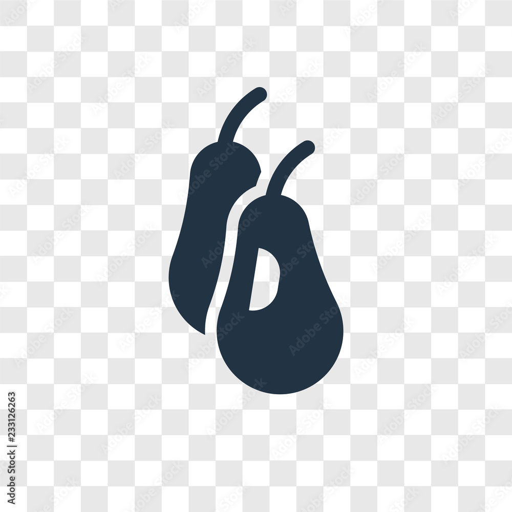 Poster pear vector icon isolated on transparent background, pear transparency logo design