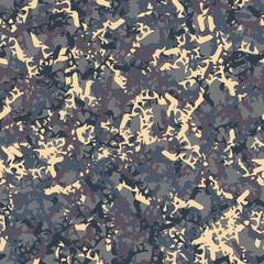 UFO military camouflage seamless pattern in different shades of beige, purple and different shades of blue colors