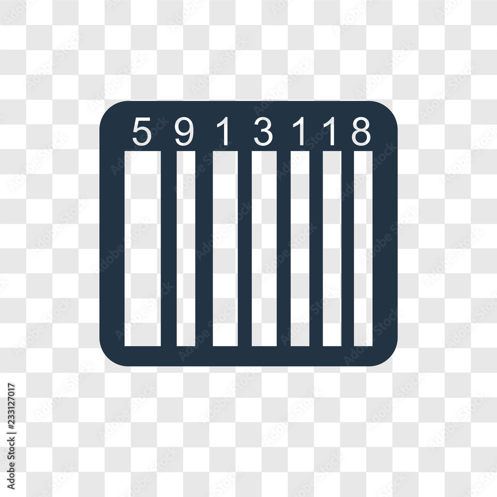 Poster barcode vector icon isolated on transparent background, barcode transparency logo design