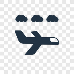 Airplane vector icon isolated on transparent background, Airplane transparency logo design