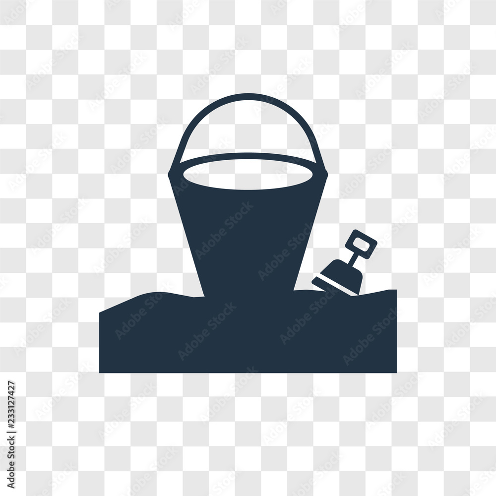 Poster sand bucket vector icon isolated on transparent background, sand bucket transparency logo design