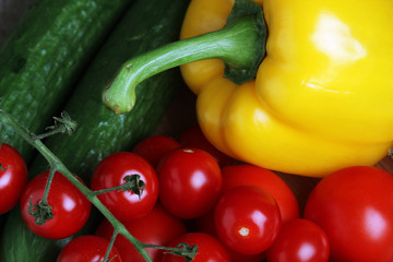 Bright vegetables at the table