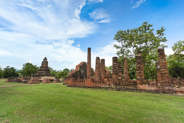UNESCO World Heritage site Wat Chedi Si Hong in Sukhothai Historical Park