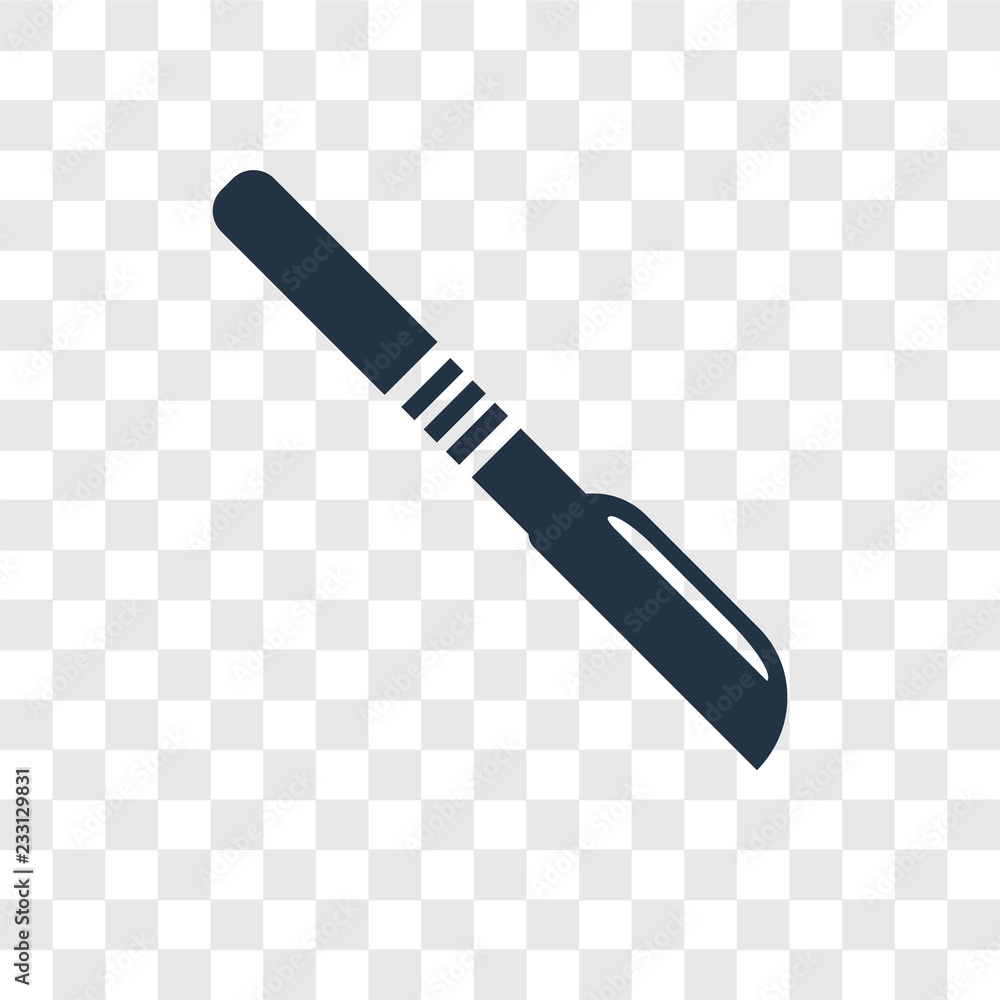 Poster scalpel vector icon isolated on transparent background, scalpel transparency logo design