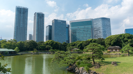 Hamarikyu Gardens is a large and attractive landscape garden in Tokyo, Chuo district, Sumida River, Japan