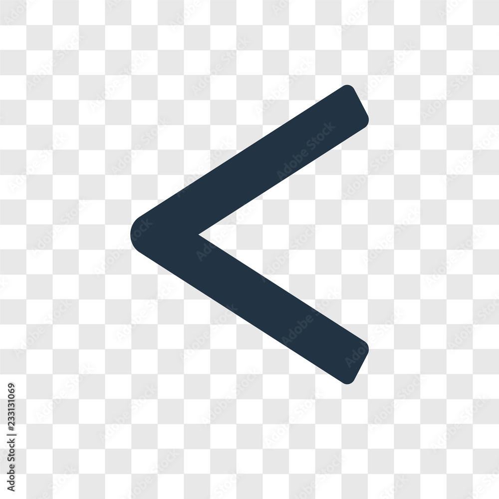 Poster left arrow vector icon isolated on transparent background, left arrow transparency logo design