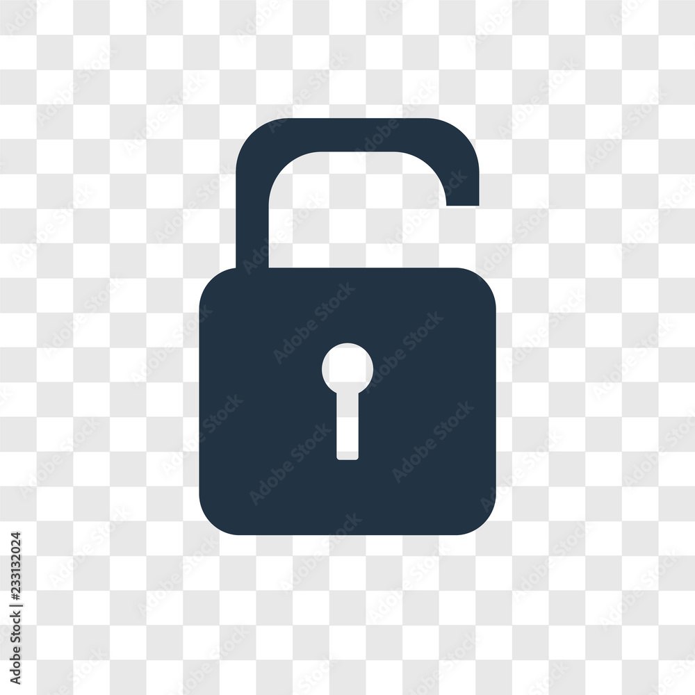 Poster unlock vector icon isolated on transparent background, unlock transparency logo design