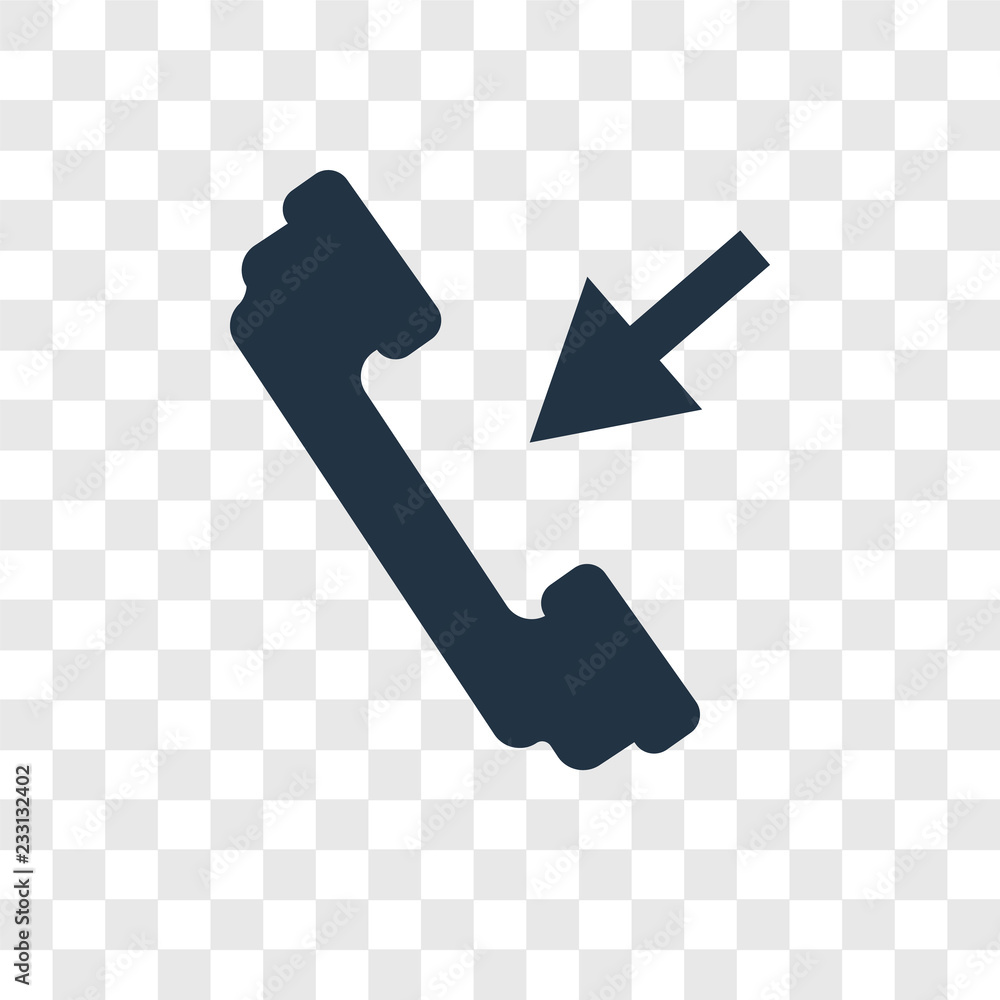 Poster incoming call vector icon isolated on transparent background, incoming call transparency logo design