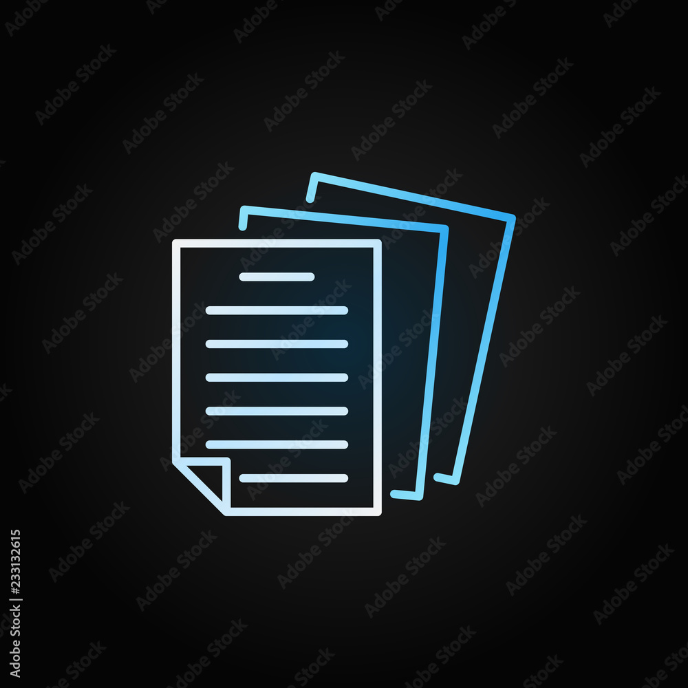 Aufkleber paper or document vector creative colored icon in thin line style on dark background