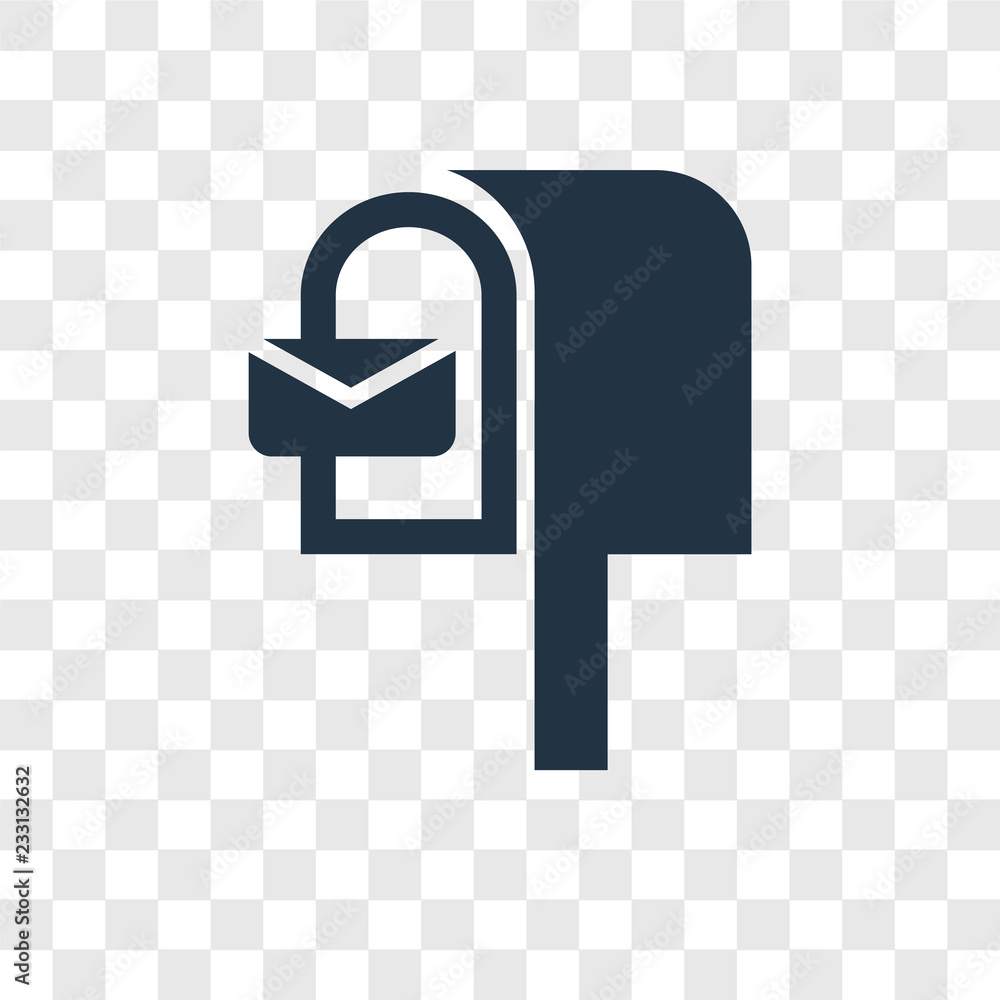 Poster mailbox vector icon isolated on transparent background, mailbox transparency logo design