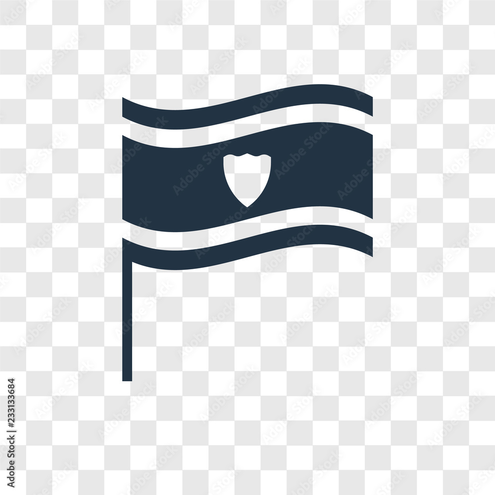 Poster flag vector icon isolated on transparent background, flag transparency logo design
