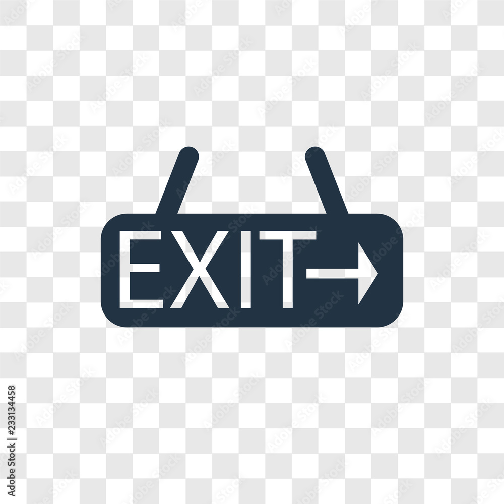 Poster exit vector icon isolated on transparent background, exit transparency logo design
