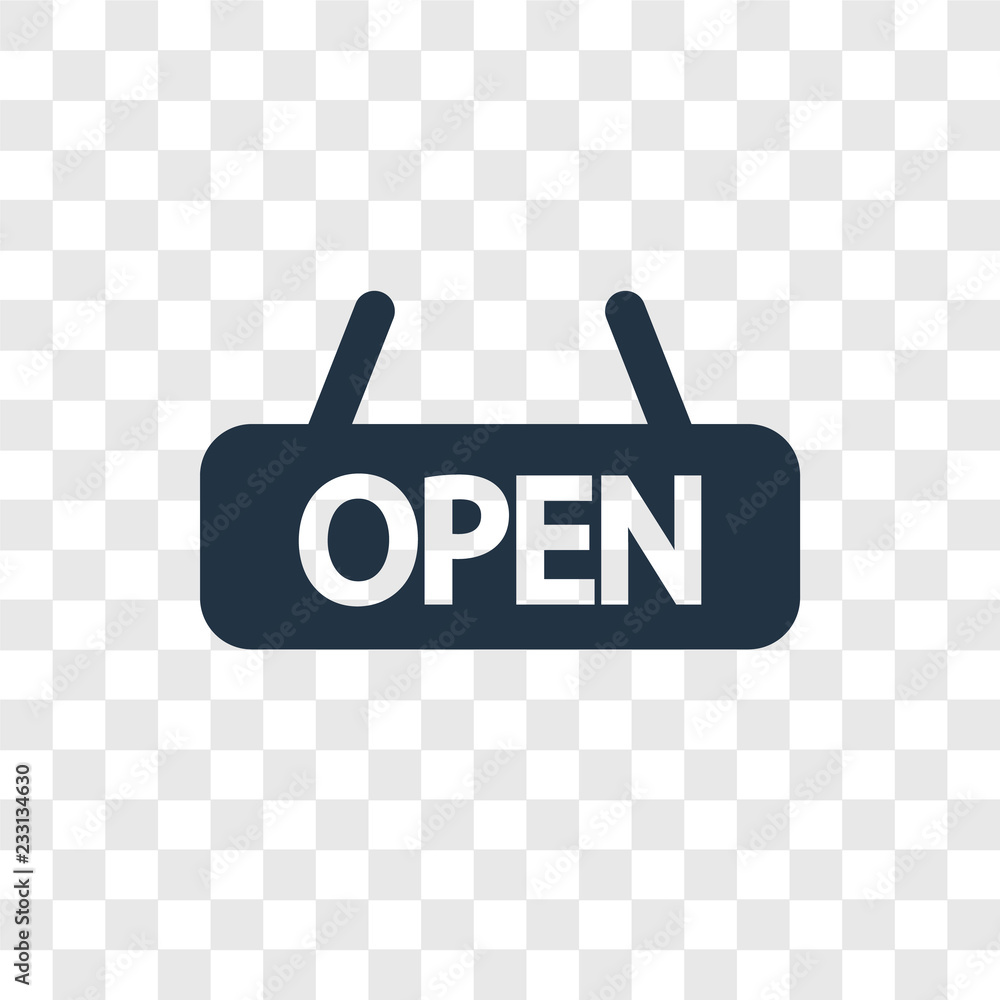 Poster open vector icon isolated on transparent background, open transparency logo design