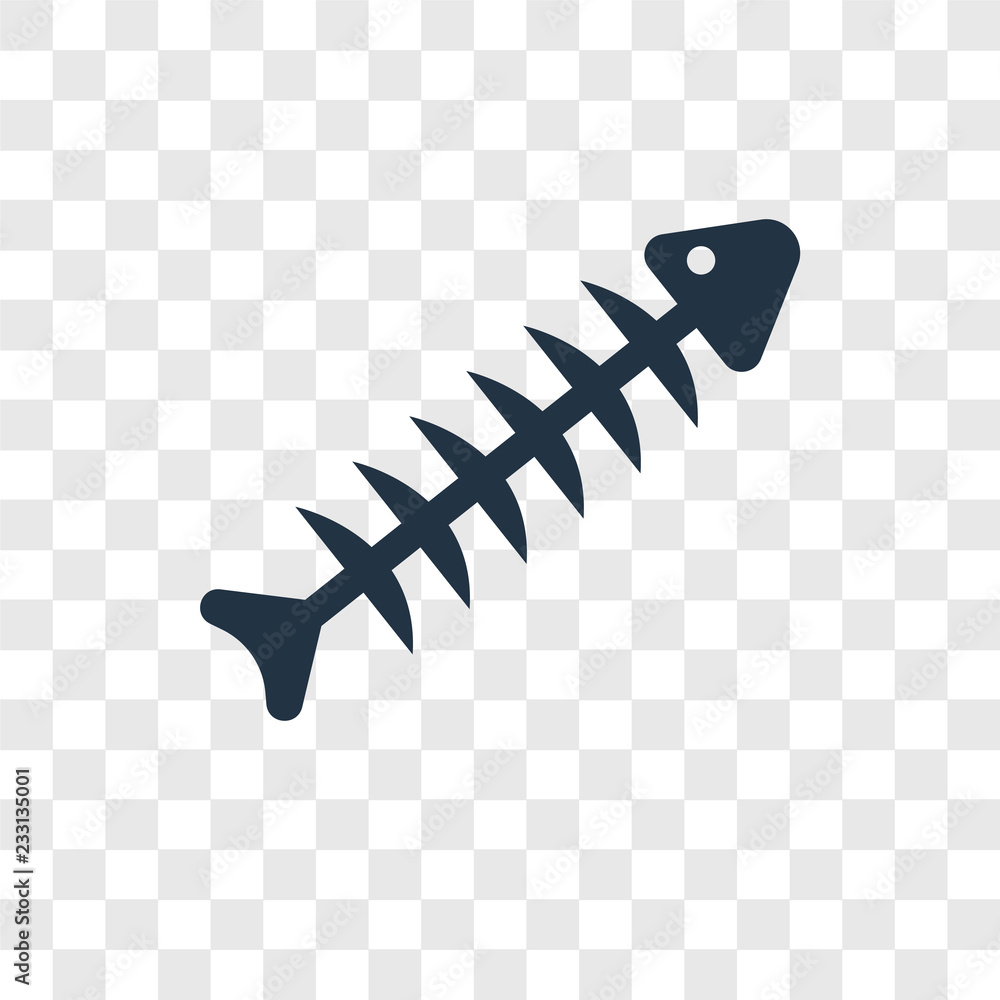 Poster fishbone vector icon isolated on transparent background, fishbone transparency logo design