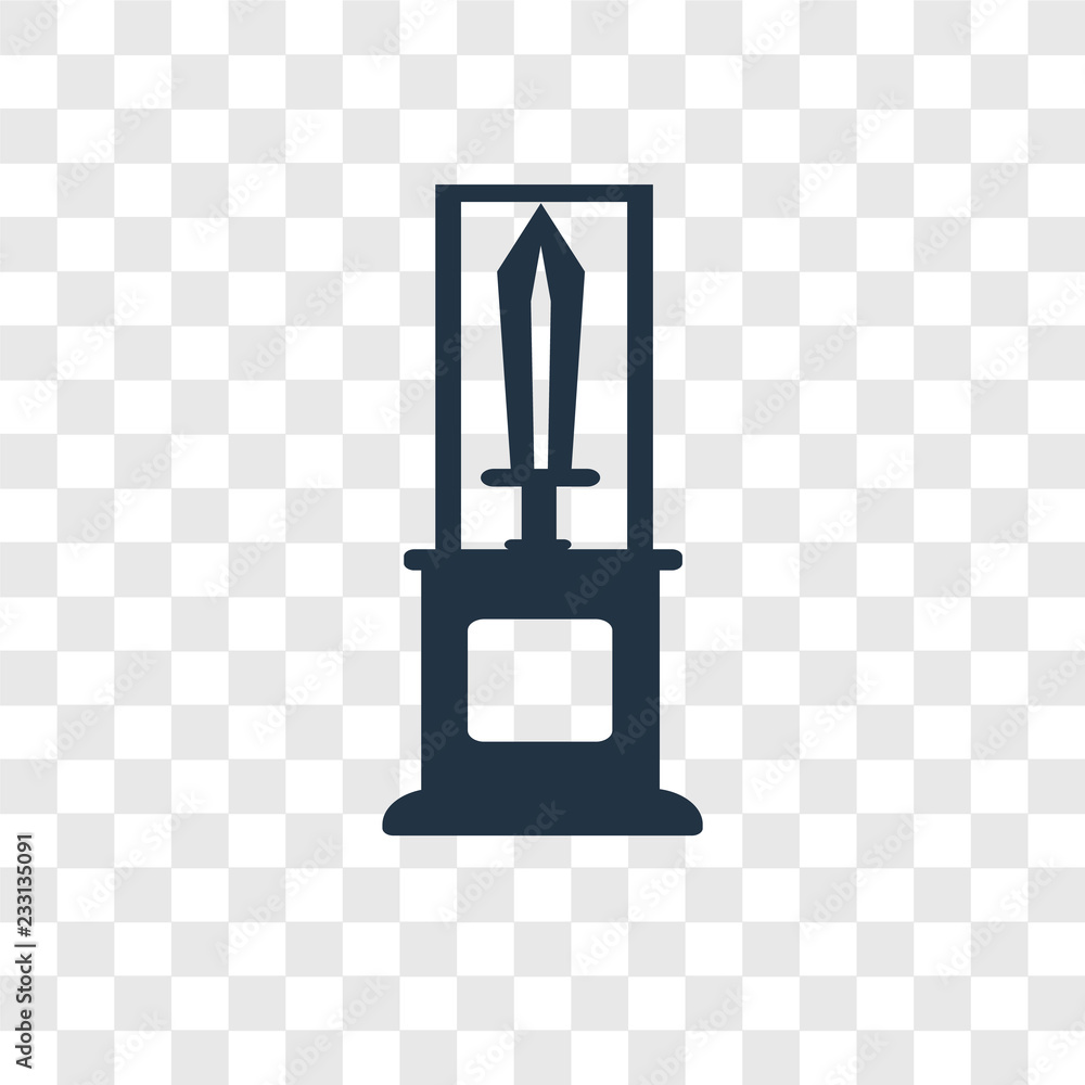 Poster sword vector icon isolated on transparent background, sword transparency logo design
