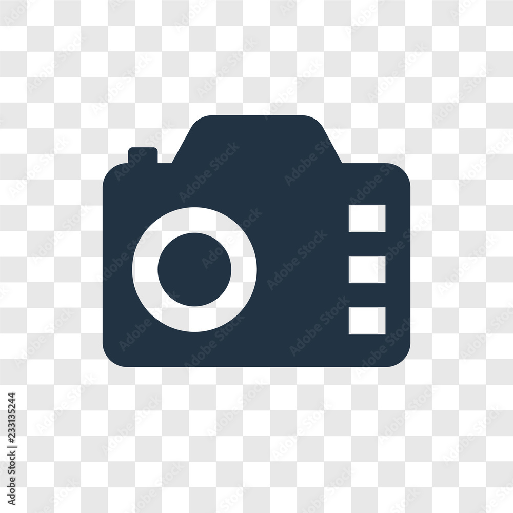 Poster camera vector icon isolated on transparent background, camera transparency logo design