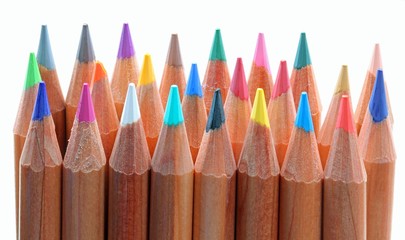 tips of colored pencils in a nursery school